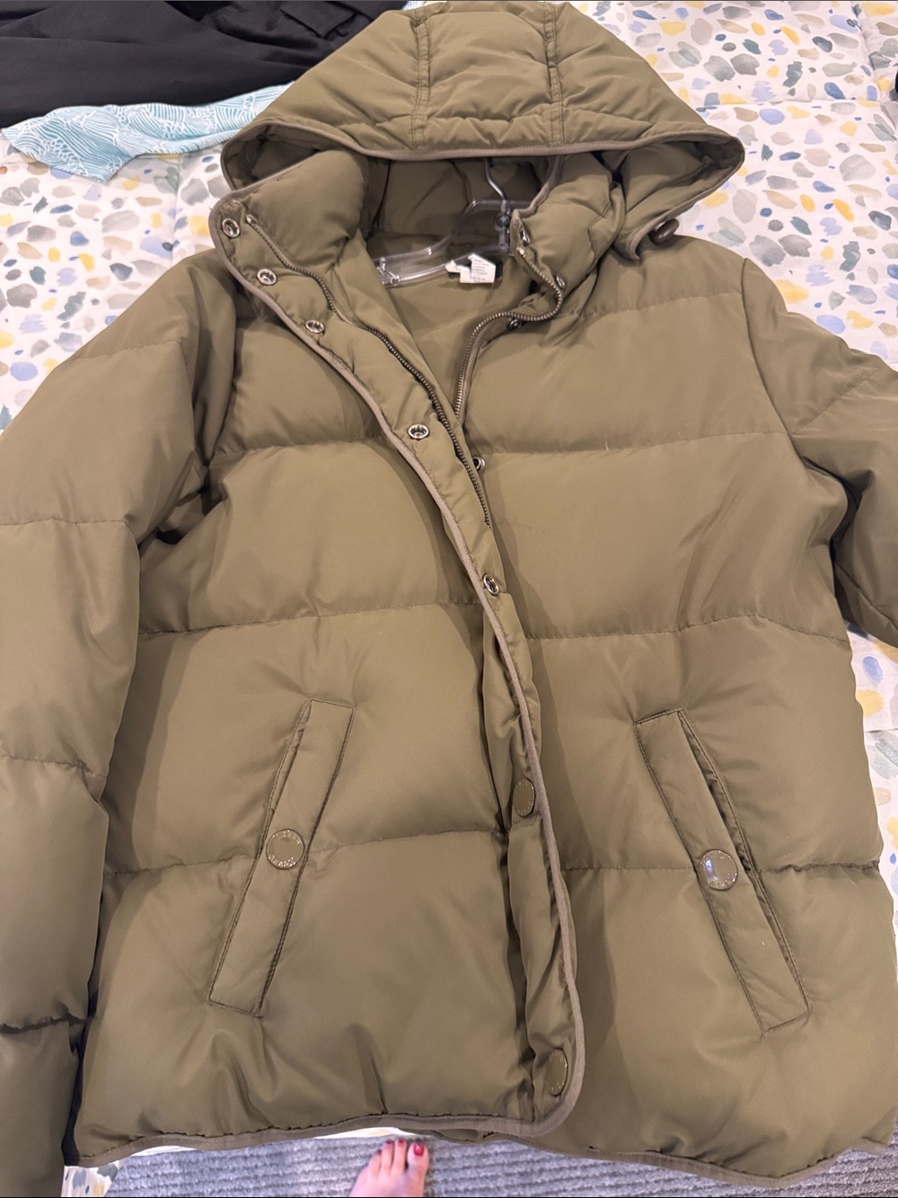 Jcrew Olive Hooded Puffer Jacket - Women